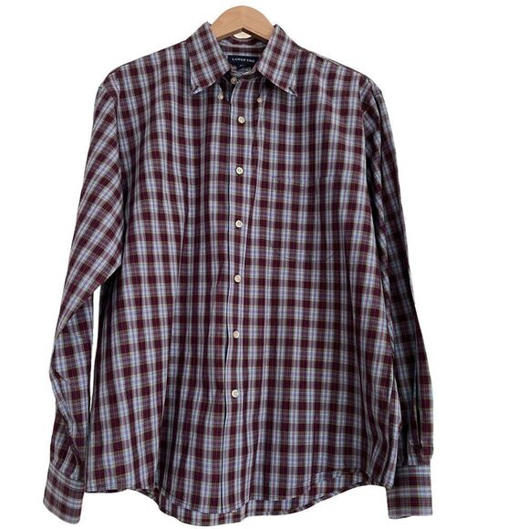 Land’s End Plaid Oxford Style Long Sleeve Button Front Cotton Shirt Large - Picture 1 of 5